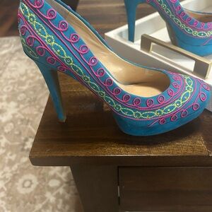 Gianni Bini Artistic Blue and Pink Heels